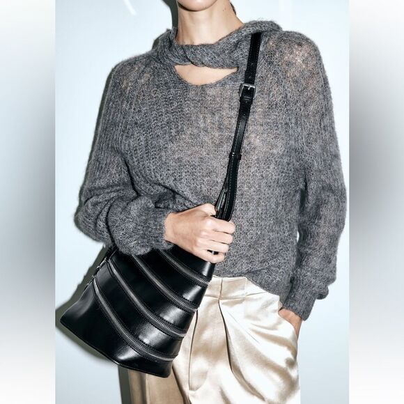 NWT Zara Zippered Bucket Bag - Picture 7 of 13